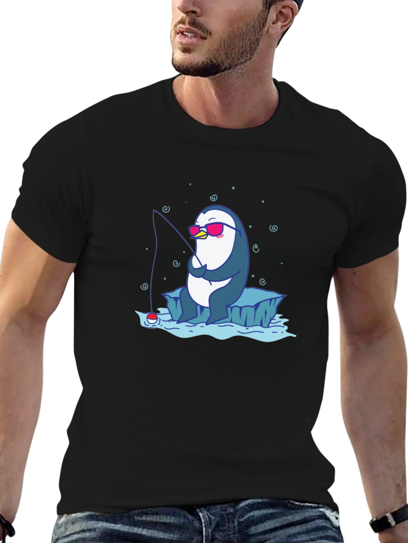 Cool Penguin Fishing T-Shirt