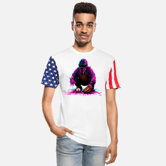 Neon Baseball Catcher Art Cool Vaporwave Sports