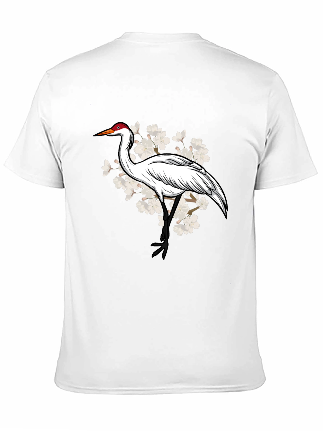 Crane and Cherry Blossom Graphic T-Shirt