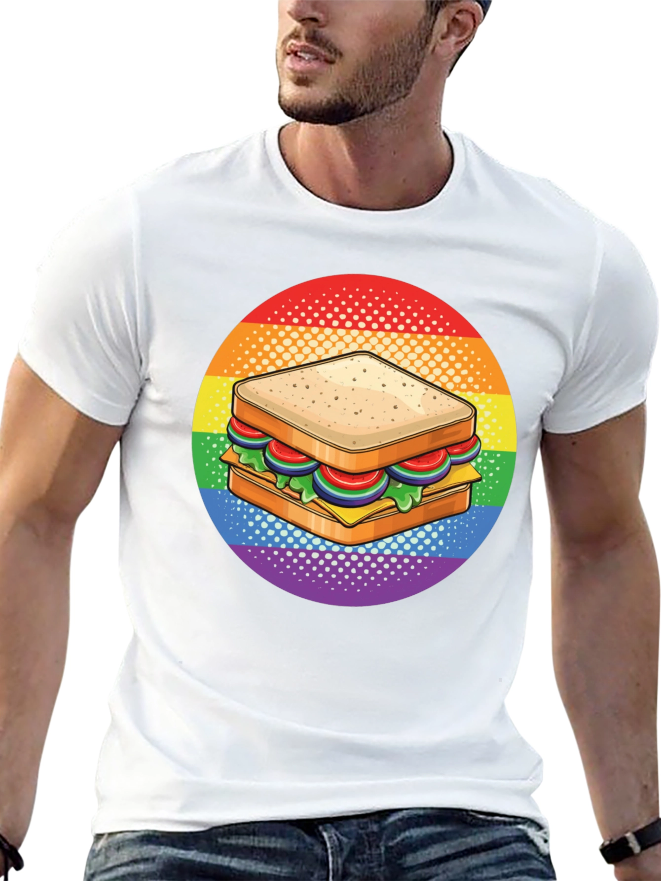 Sandwich Pride T-Shirt - Rainbow Foodie Tee