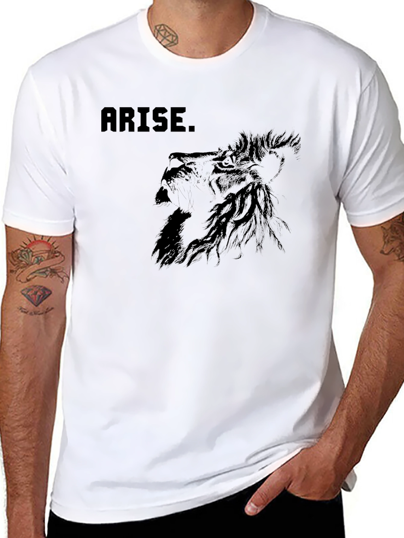 Arise Lion Graphic Black T-Shirt