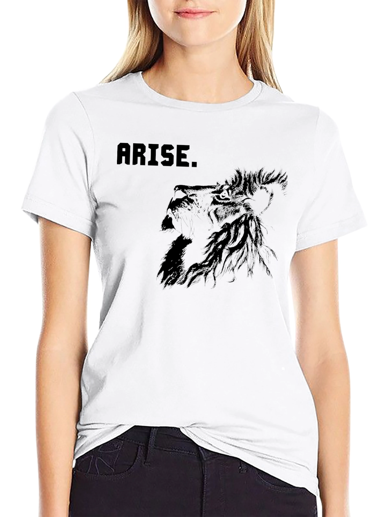 Arise Lion Graphic Black T-Shirt