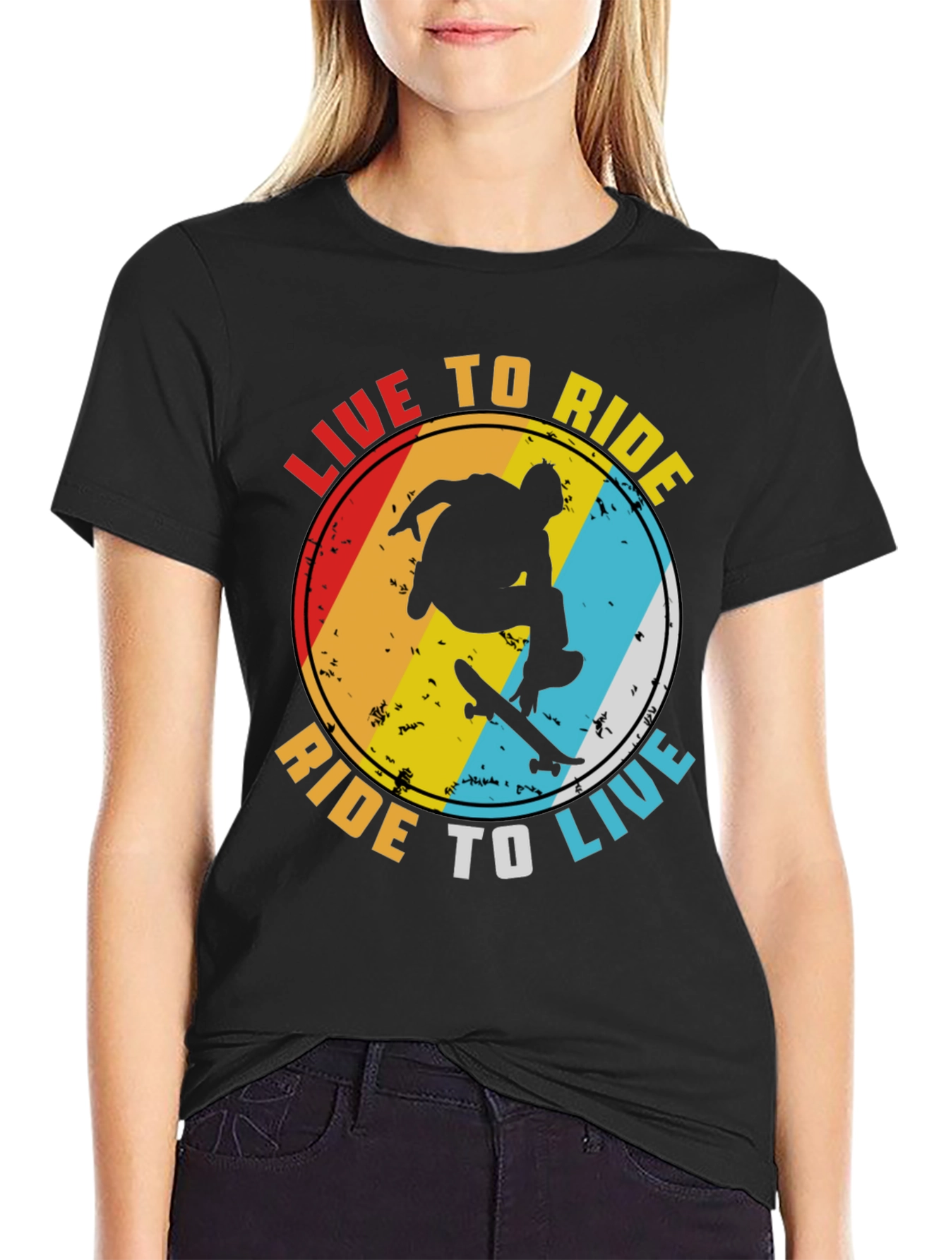 Live to Ride Graphic Tee - Skateboard Design