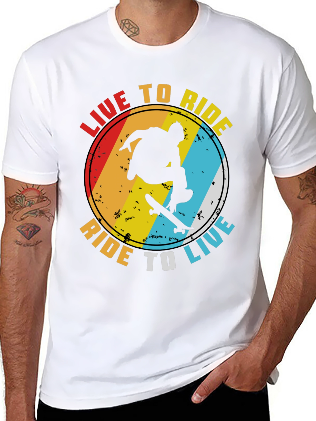 Live to Ride Graphic Tee - Skateboard Design