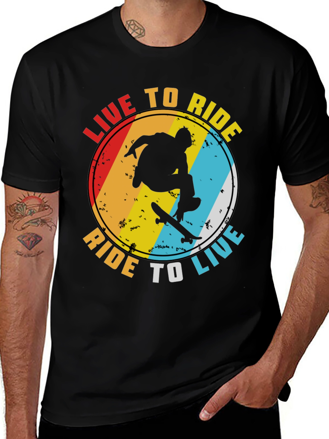 Live to Ride Graphic Tee - Skateboard Design