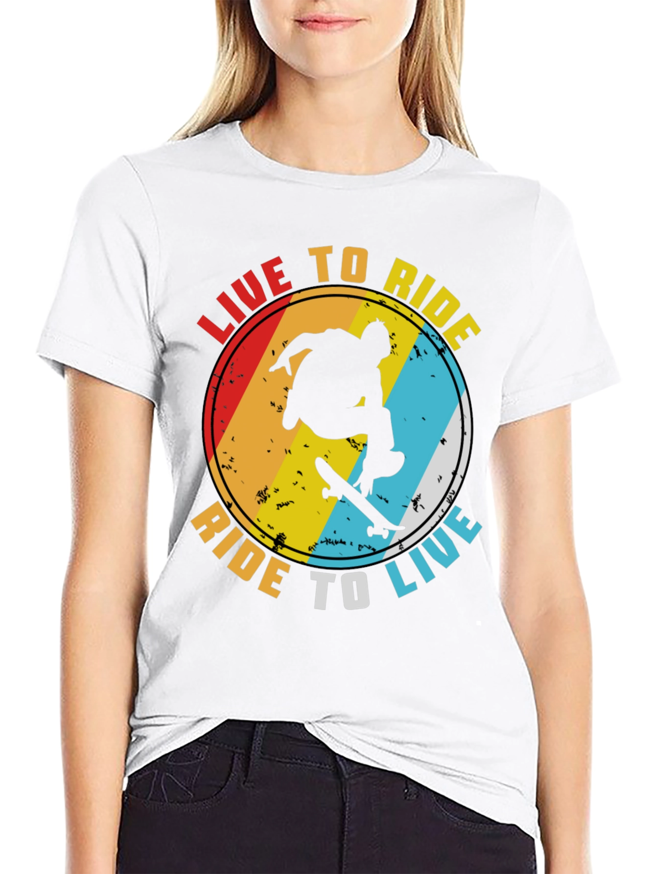 Live to Ride Graphic Tee - Skateboard Design