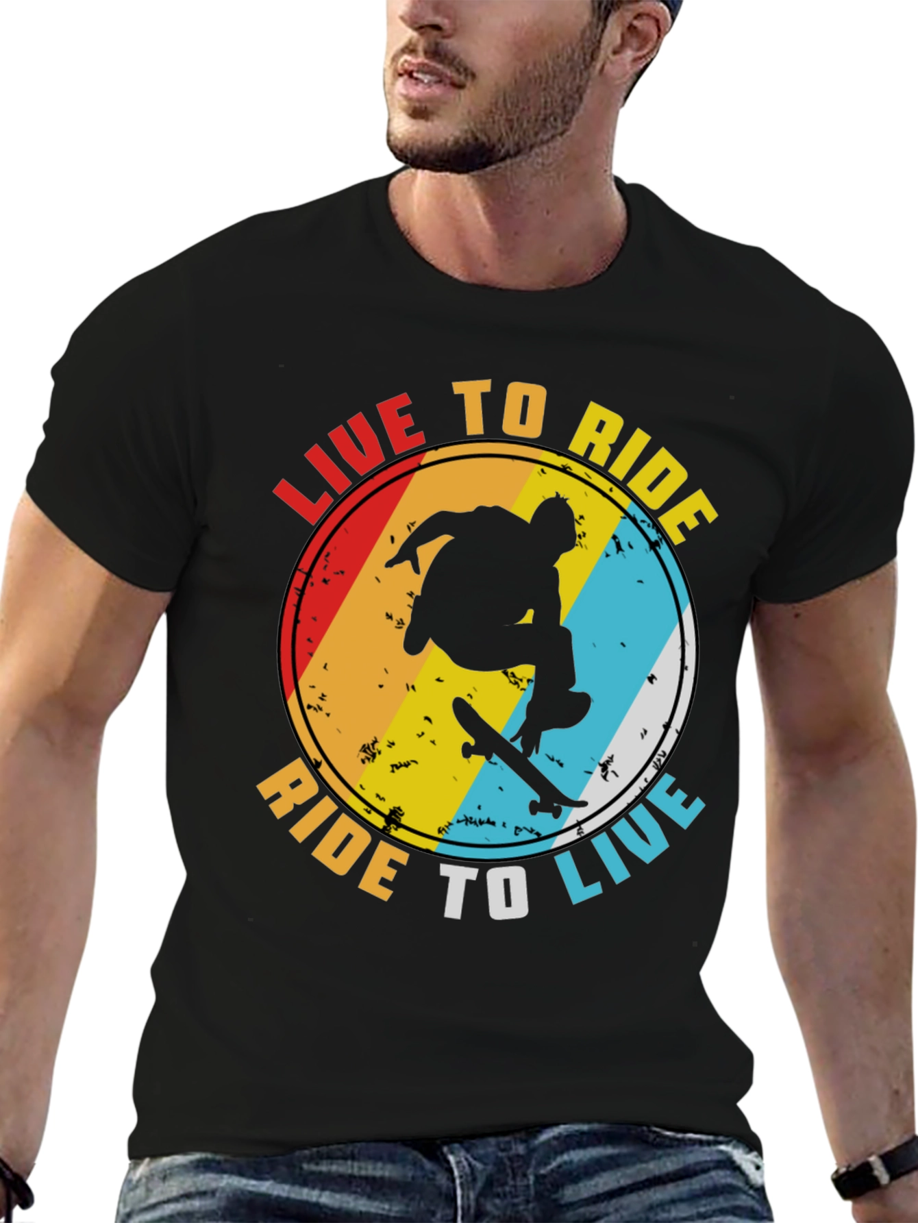 Live to Ride Graphic Tee - Skateboard Design
