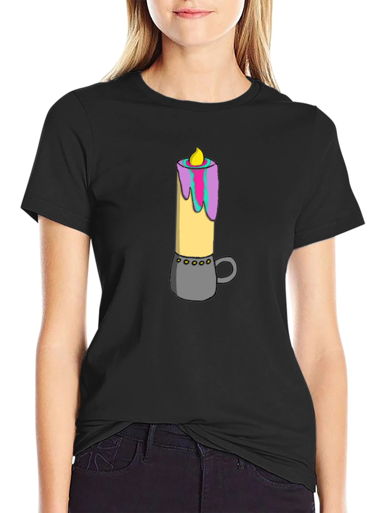 Candle Graphic Tee - Quirky Comfort