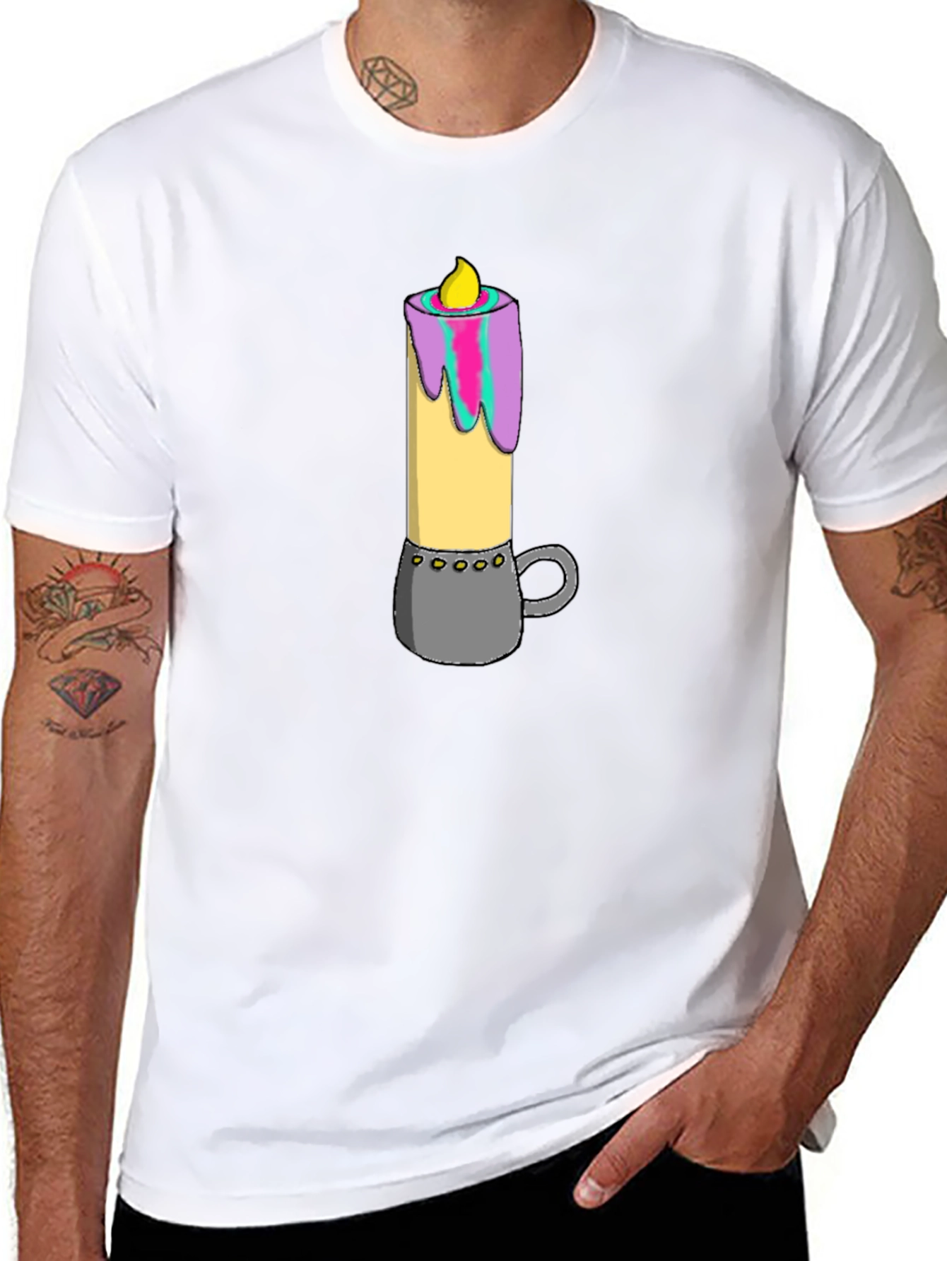 Candle Graphic Tee - Quirky Comfort