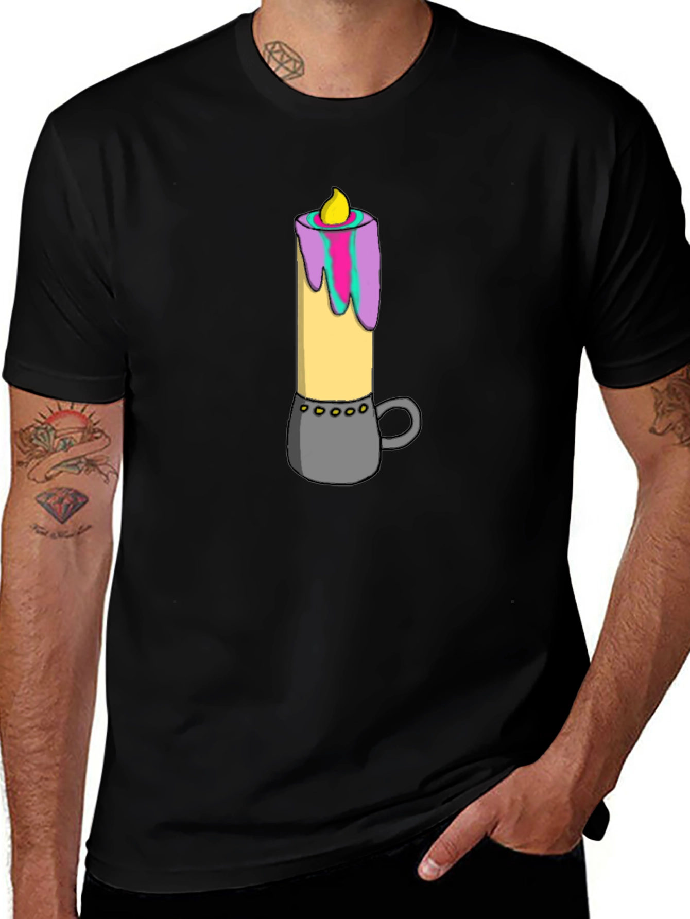 Candle Graphic Tee - Quirky Comfort