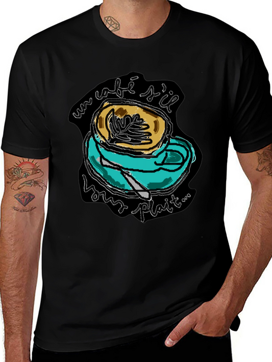 Stylish Black Café Sil Vous Plaît Graphic Tee