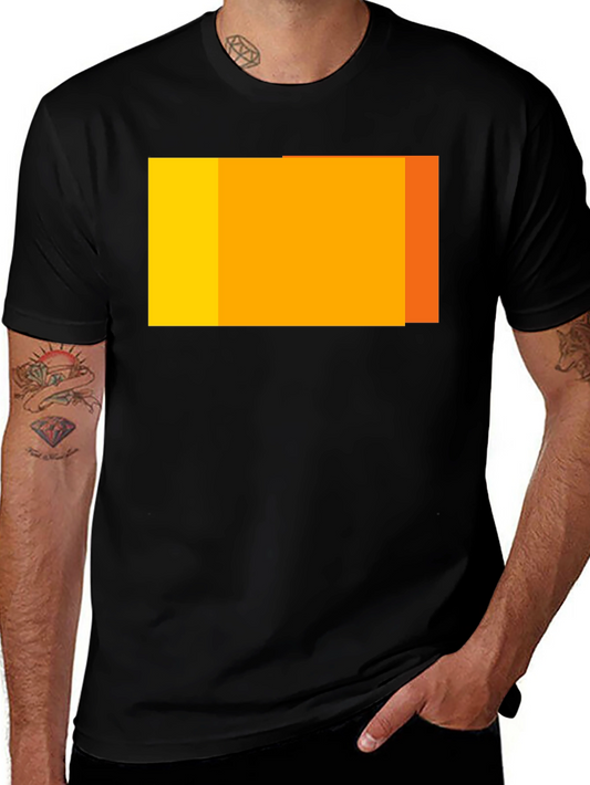 Modern Black T-Shirt with Geometric Color Block Design