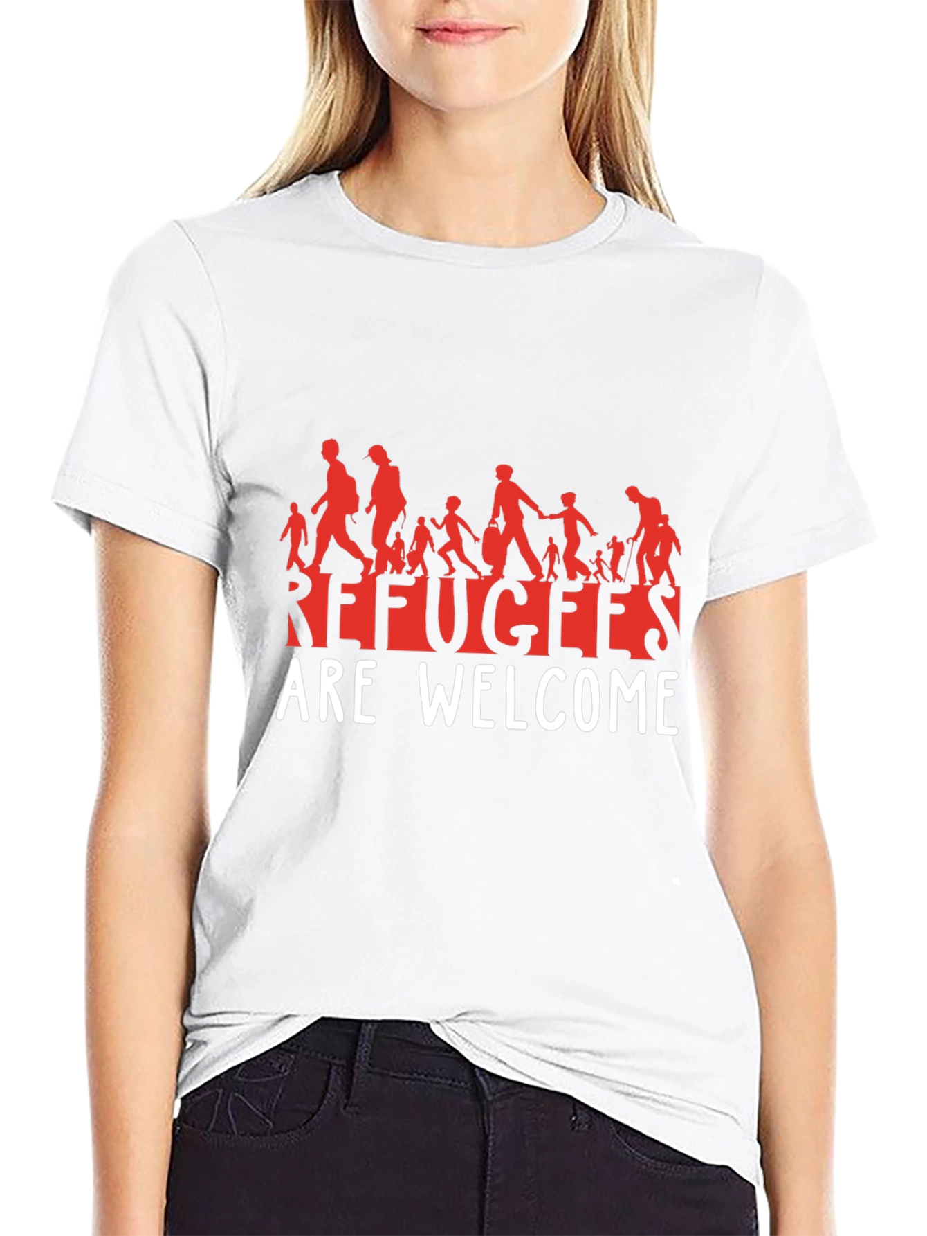 Refugees Are Welcome T-Shirt - Black Graphic Tee