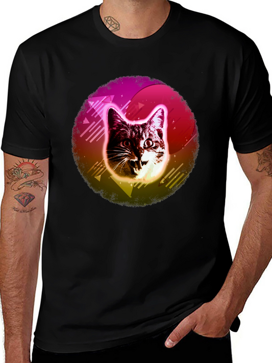 Retro Cat Graphic Tee - 80s Style