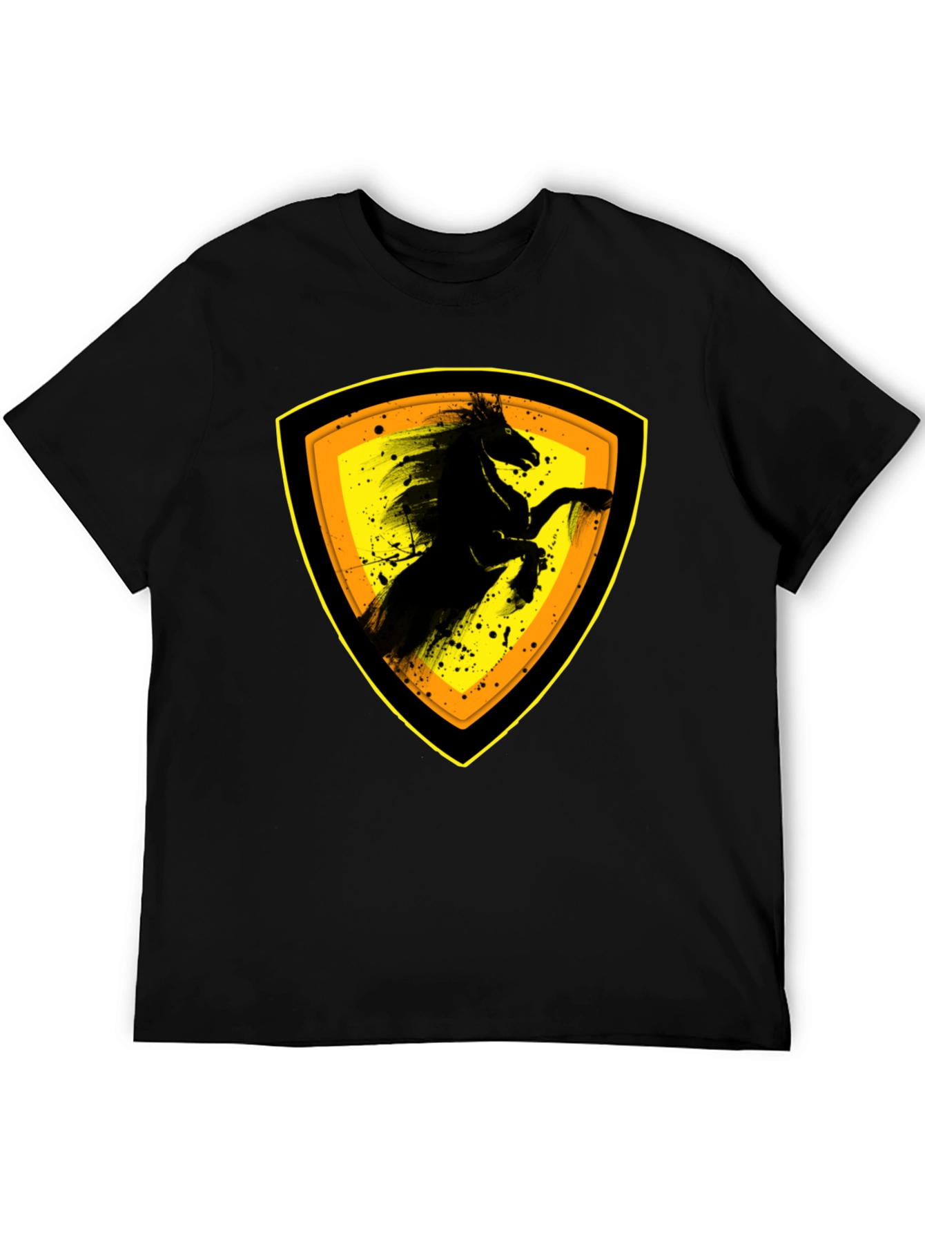 Black T-Shirt with Horse Emblem