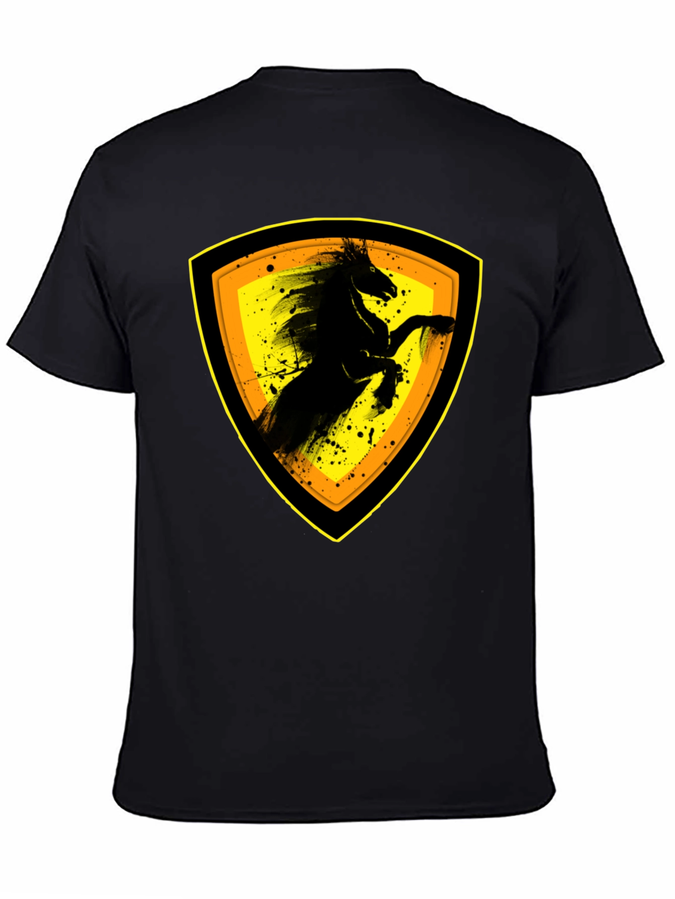 Black T-Shirt with Horse Emblem