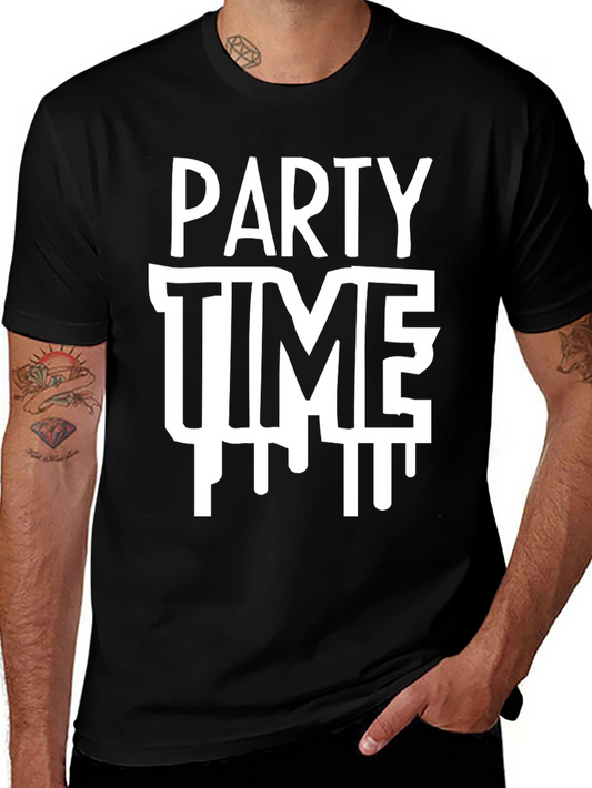 Party Time Graphic Tee - Black Cotton Crew Neck T-Shirt