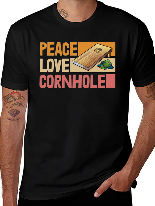 Peace Love Cornhole T-Shirt -  Trendy Graphic Tee