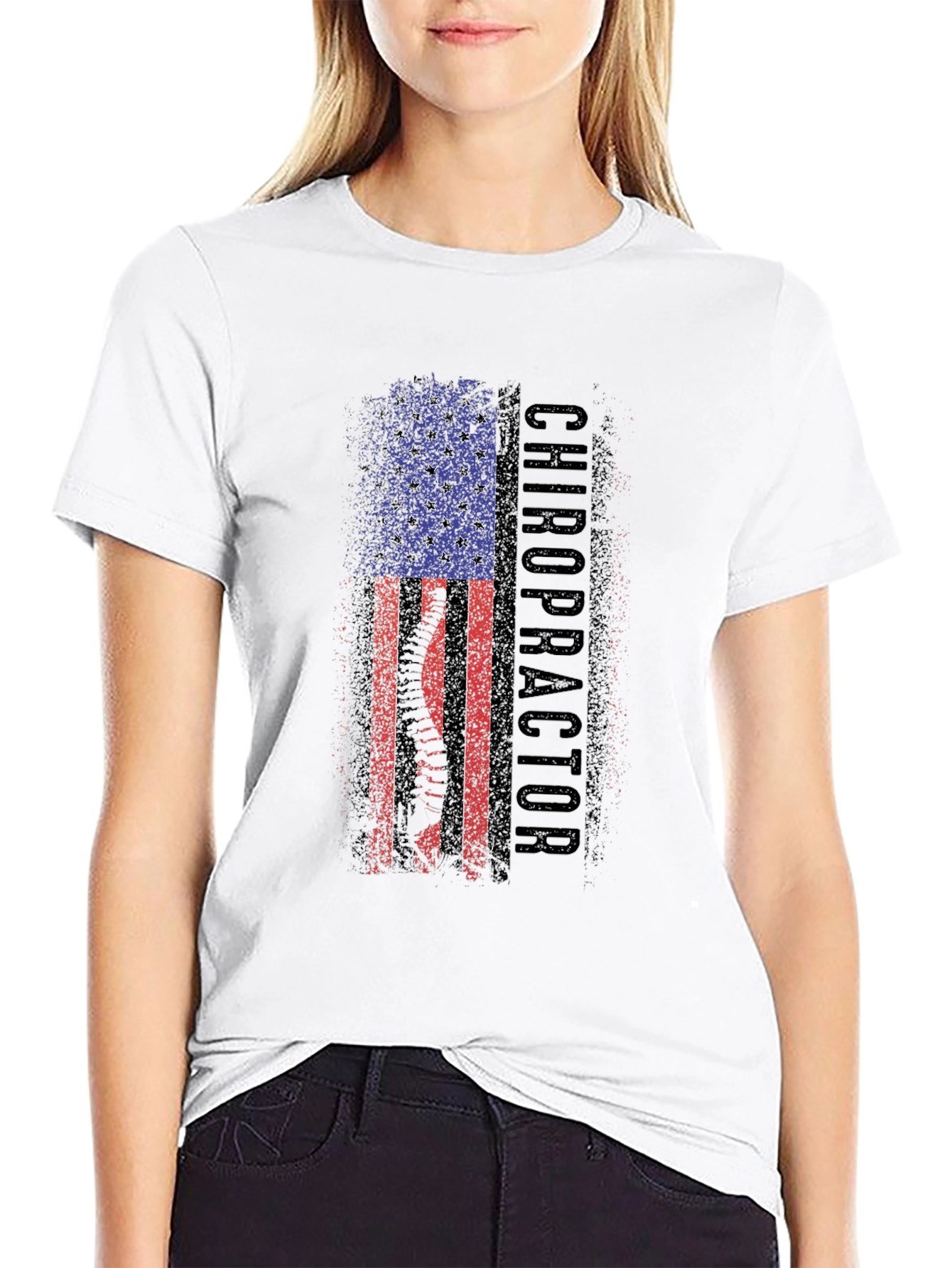 Chiropractor American Flag Graphic T-Shirt