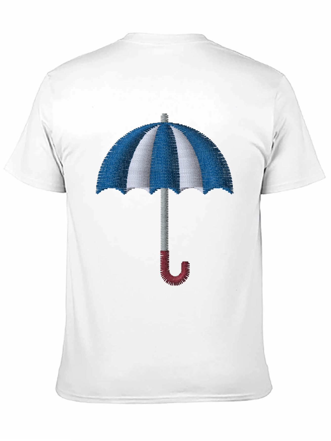 Striped Umbrella Embroidered T-Shirt - Classic Design