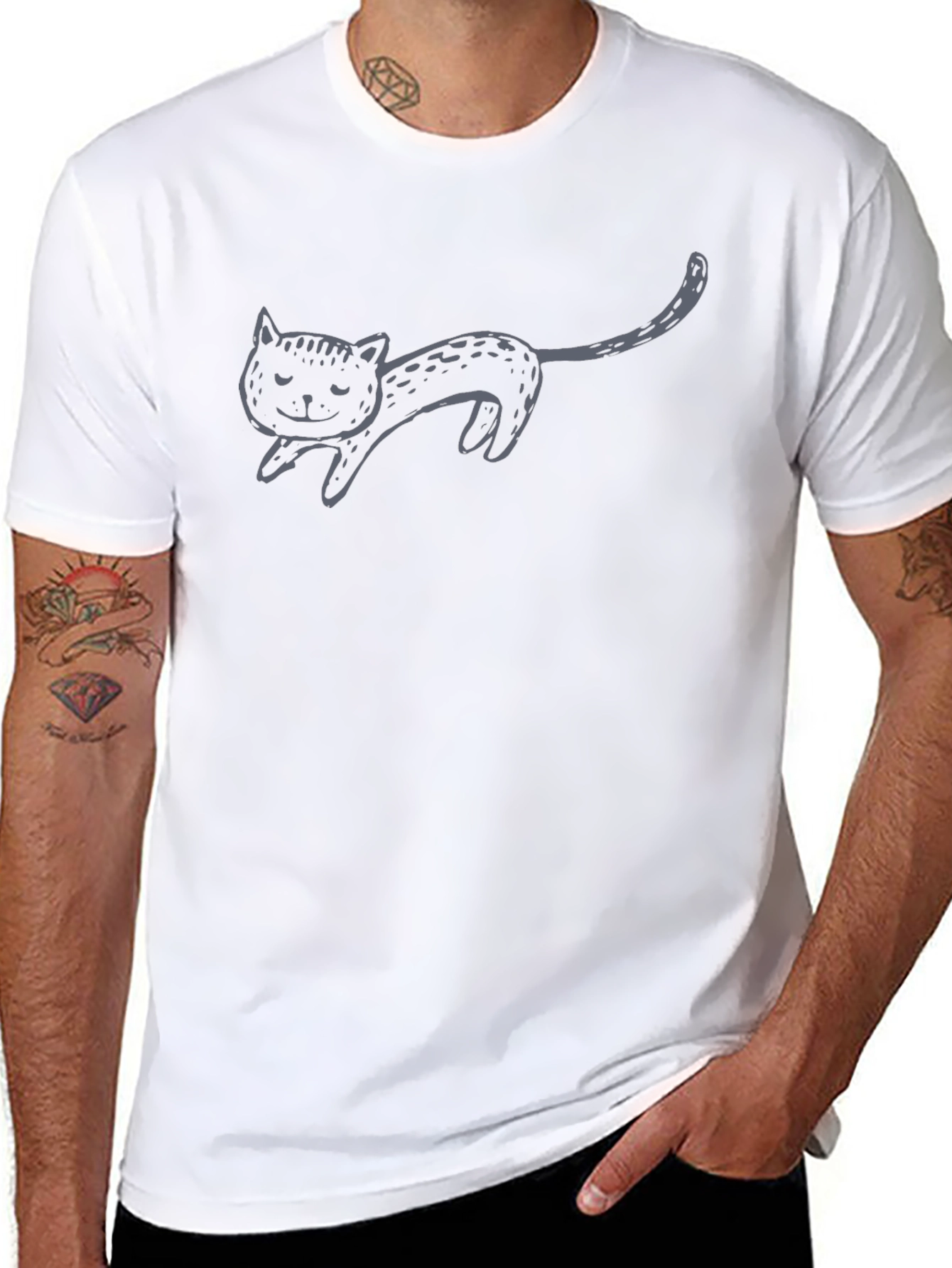 Mens Black Cat Graphic T-Shirt