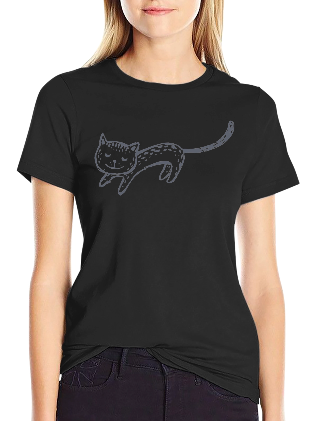 Mens Black Cat Graphic T-Shirt