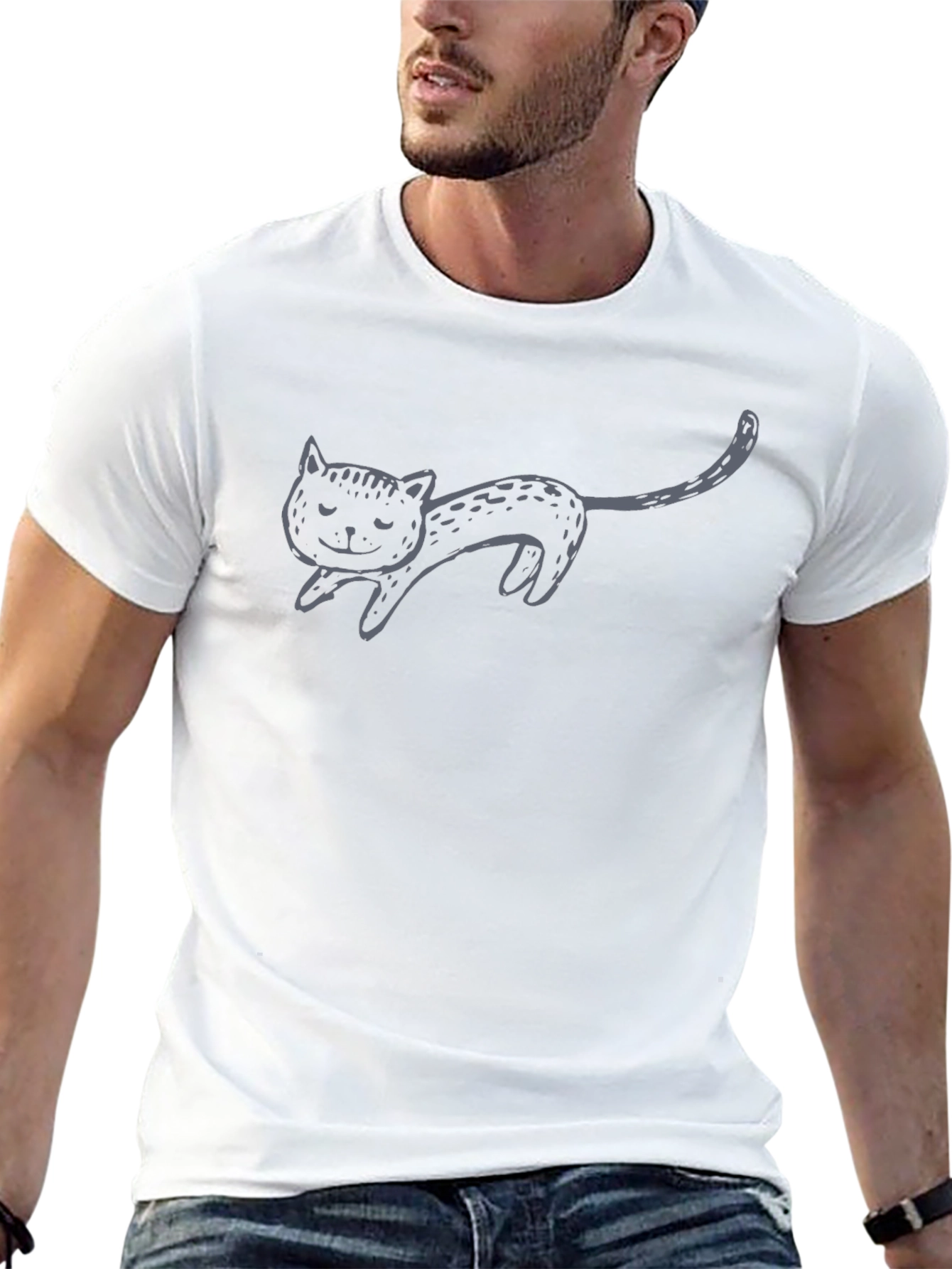 Mens Black Cat Graphic T-Shirt