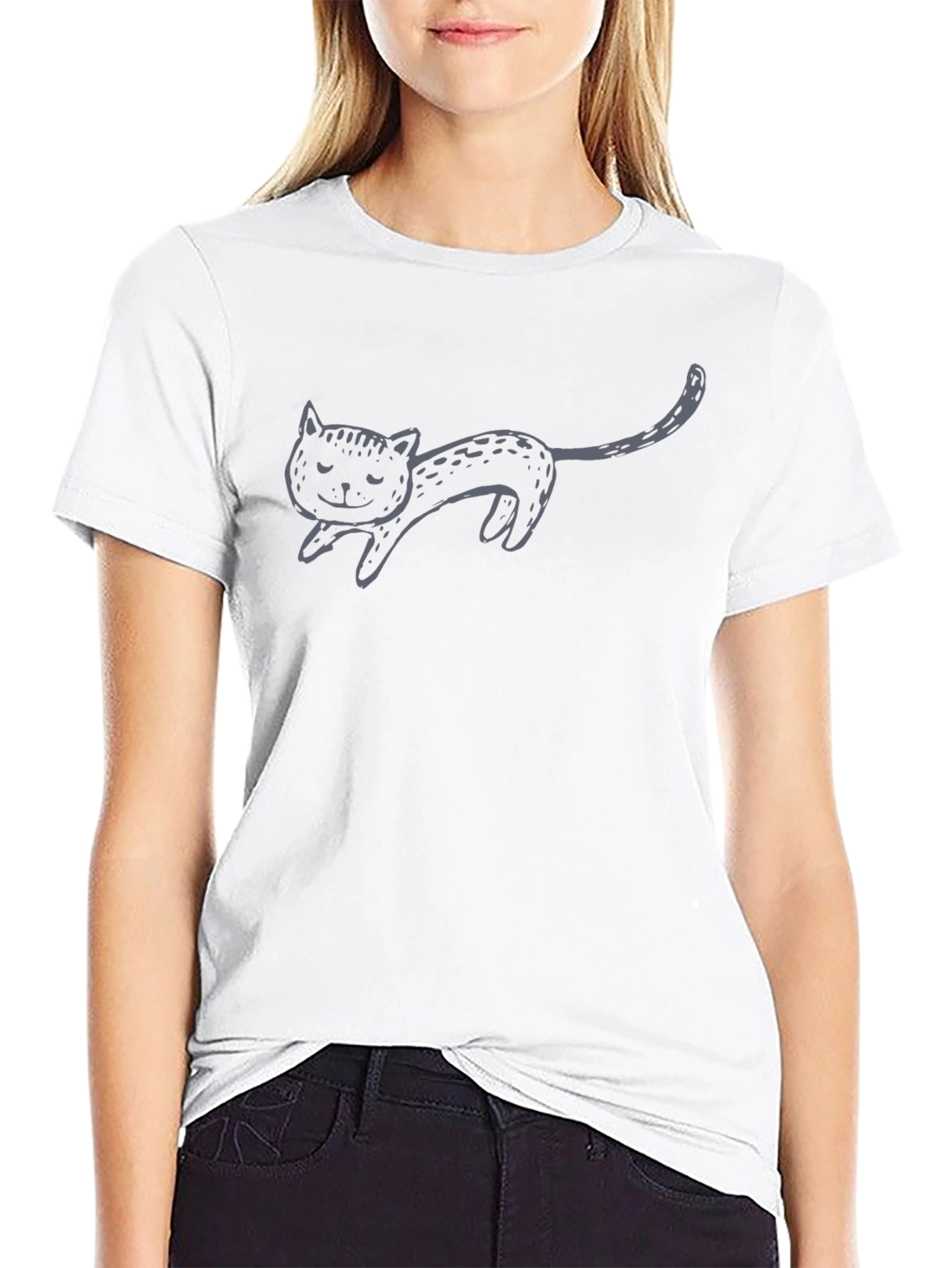Mens Black Cat Graphic T-Shirt