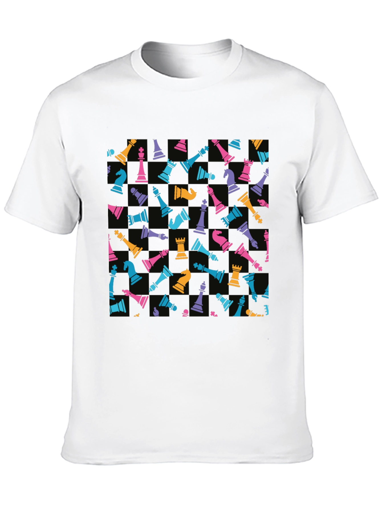 Chess Piece Pattern T-Shirt - Black