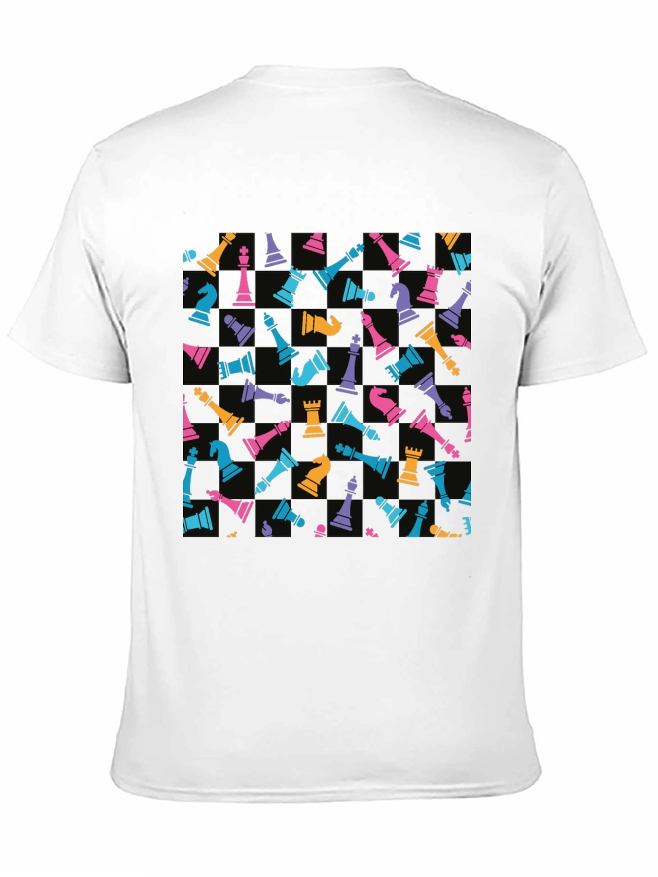 Chess Piece Pattern T-Shirt - Black