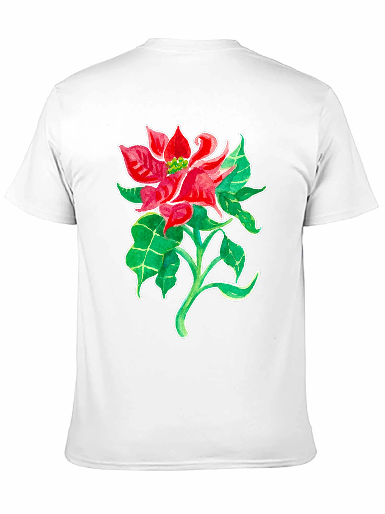 Poinsettia Flower Graphic Tee - Black Cotton Blend
