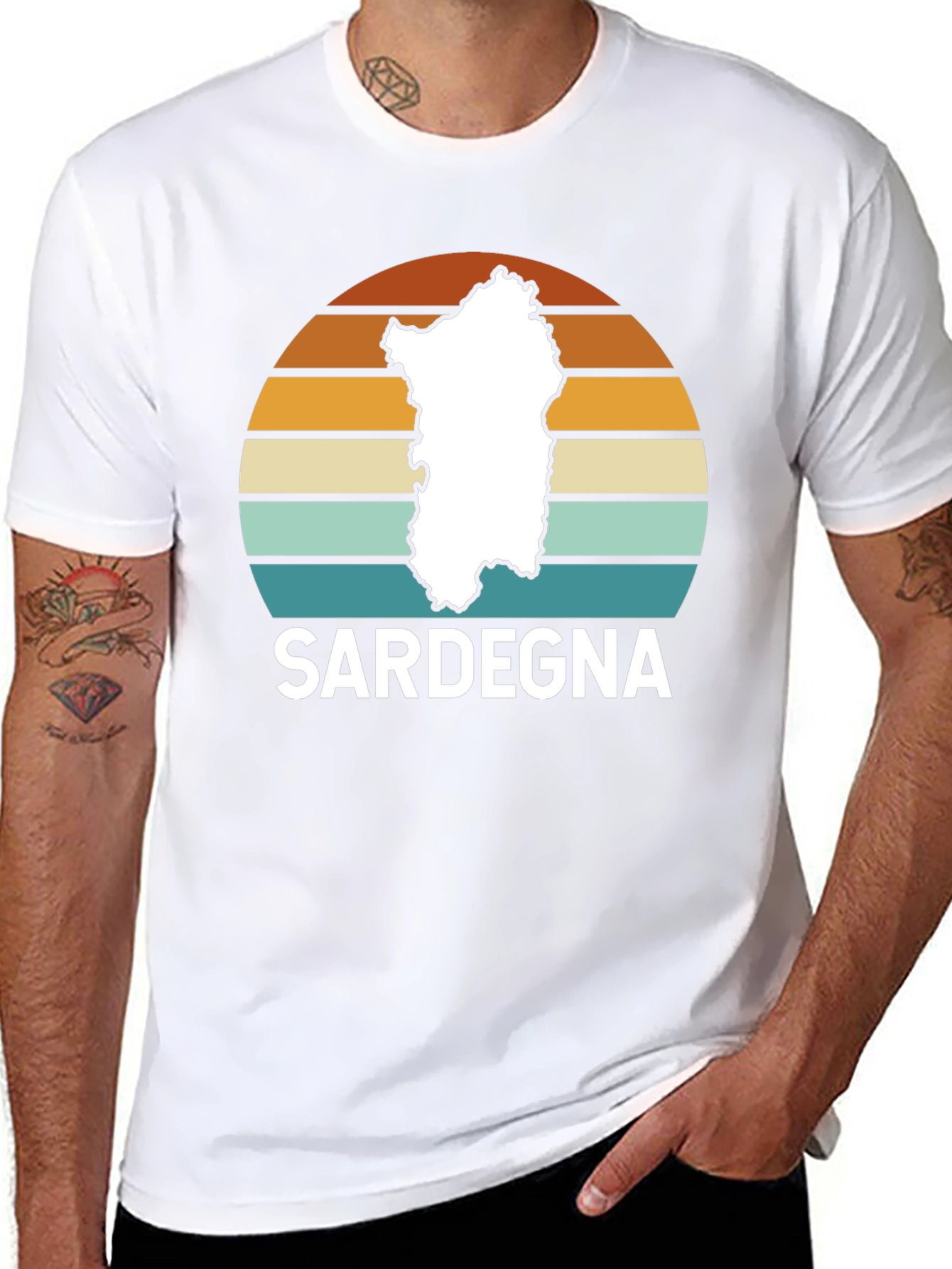 Sardegna Sunset T-Shirt Italy Sardinia Map Tee