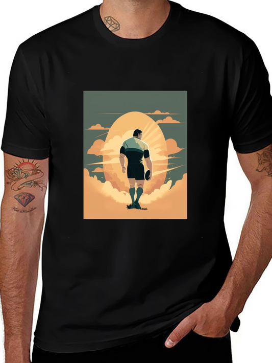 Rugby Player Graphic Tee - Black