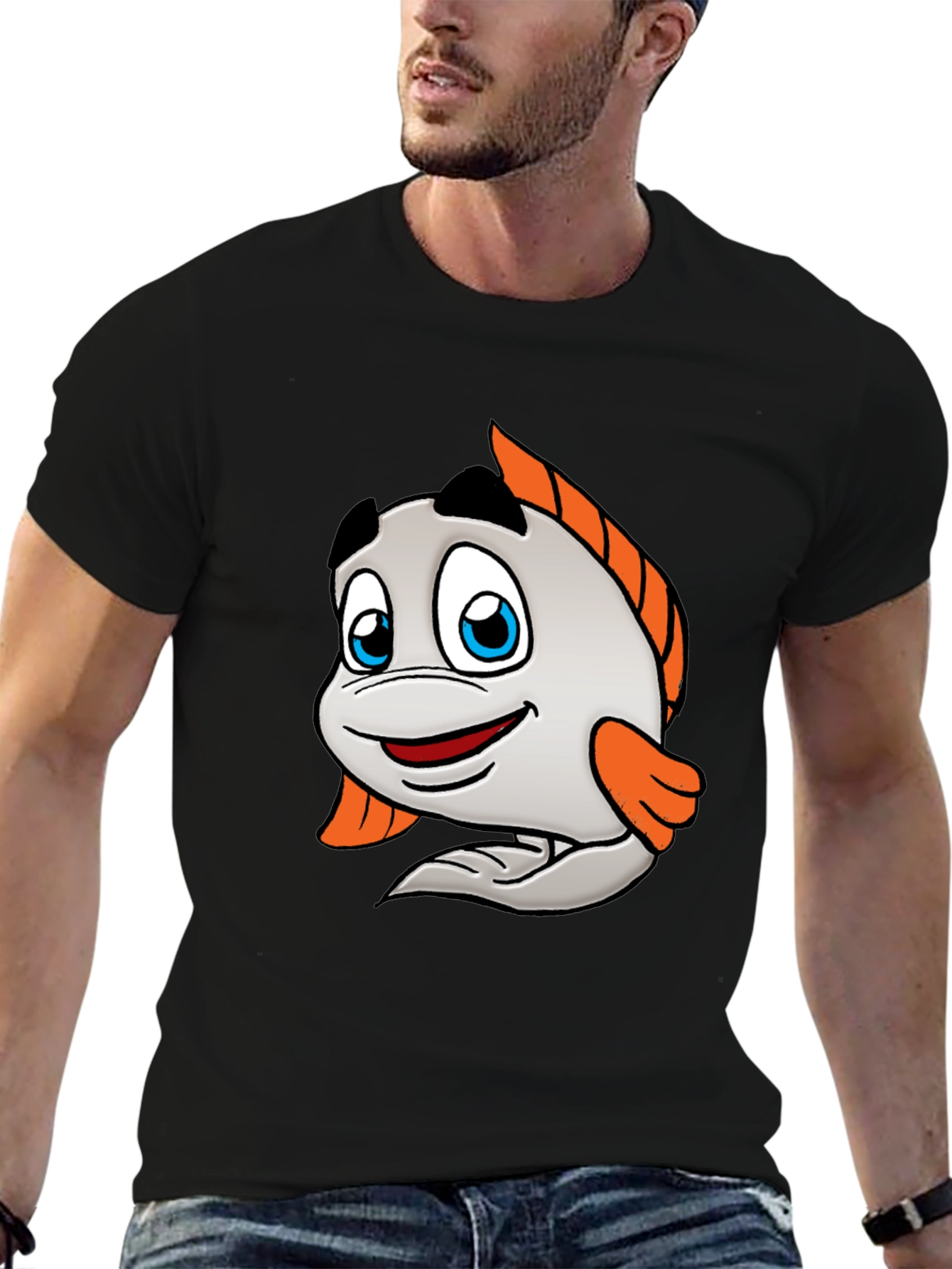 Putt-Putt Cartoon Fish Black T-Shirt