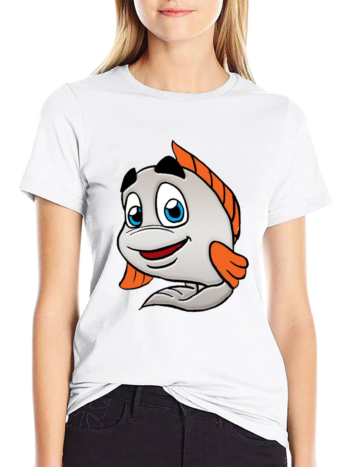 Putt-Putt Cartoon Fish Black T-Shirt