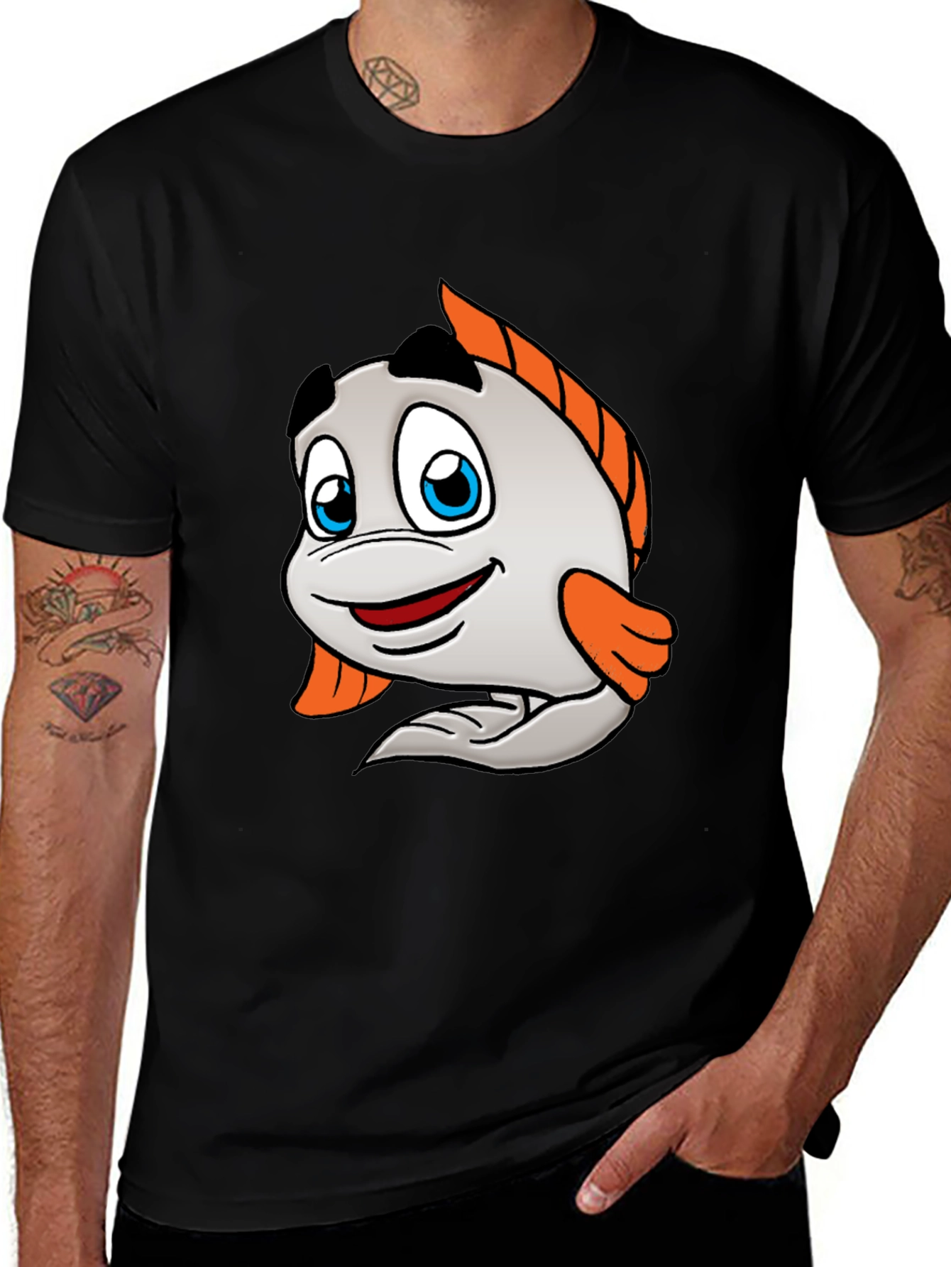 Putt-Putt Cartoon Fish Black T-Shirt