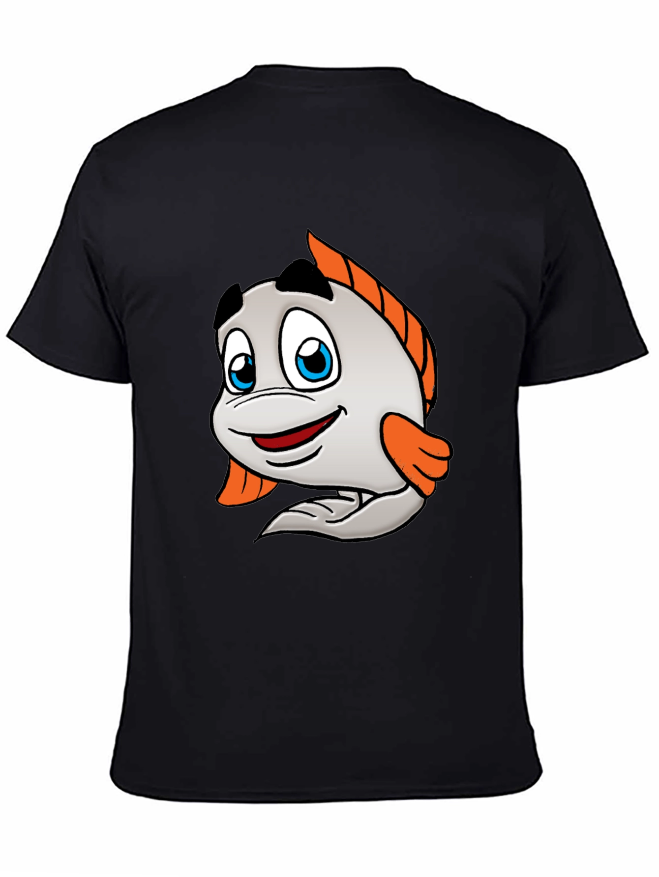 Putt-Putt Cartoon Fish Black T-Shirt