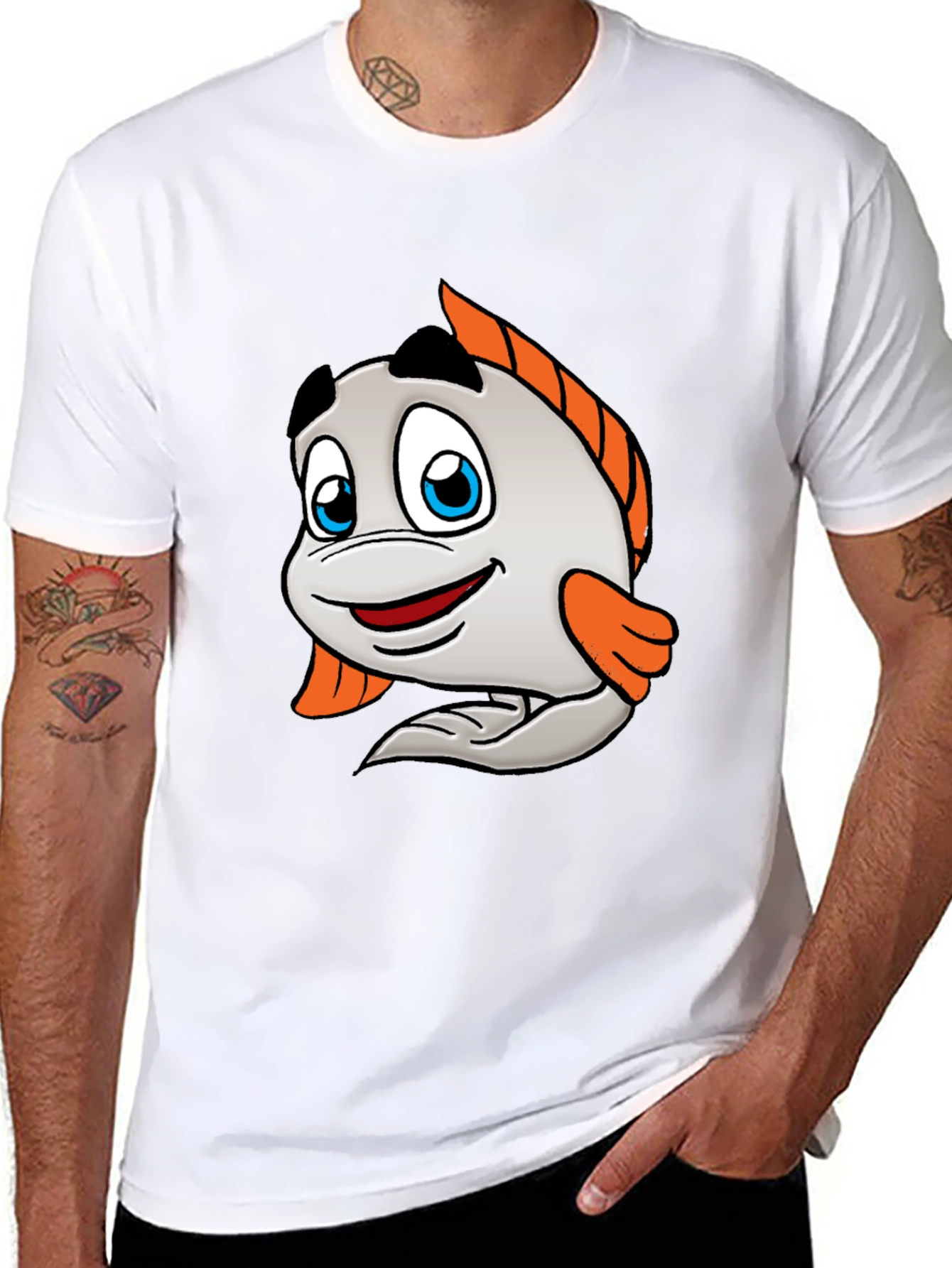 Putt-Putt Cartoon Fish Black T-Shirt
