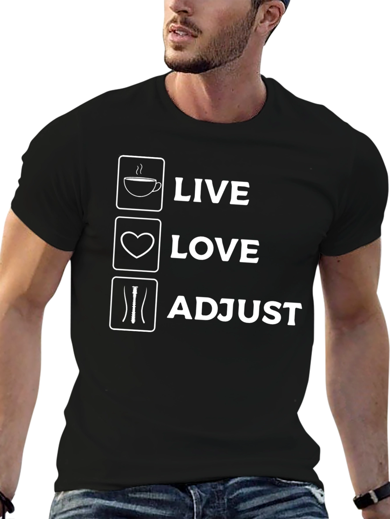 Live Love Adjust Graphic T-Shirt - Chiropractic Tee