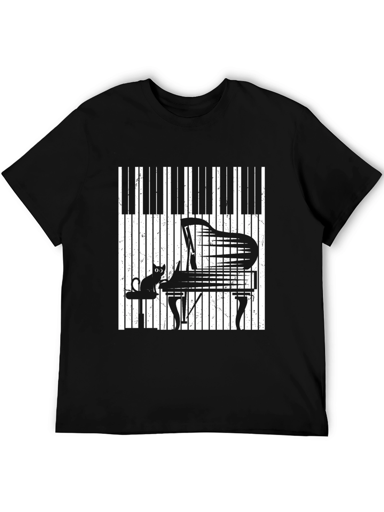 Piano Cat Graphic T-Shirt - Music Lover Tee