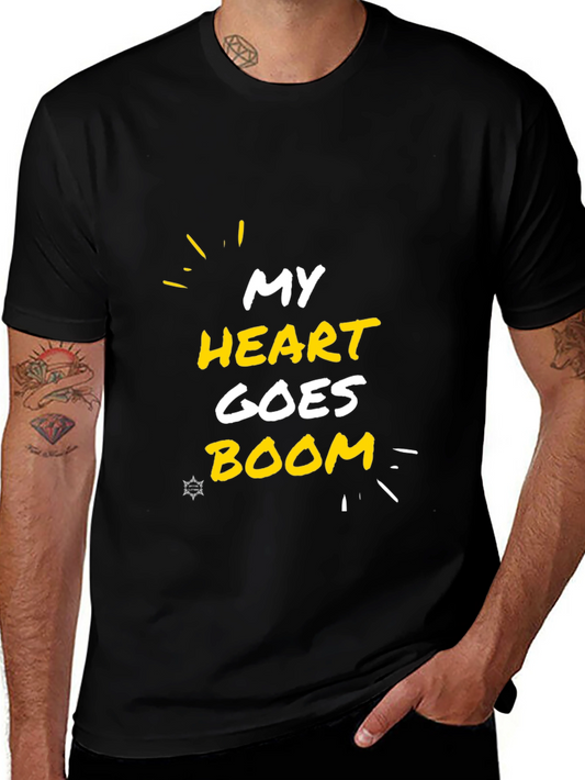 My Heart Goes Boom Black Graphic Tee