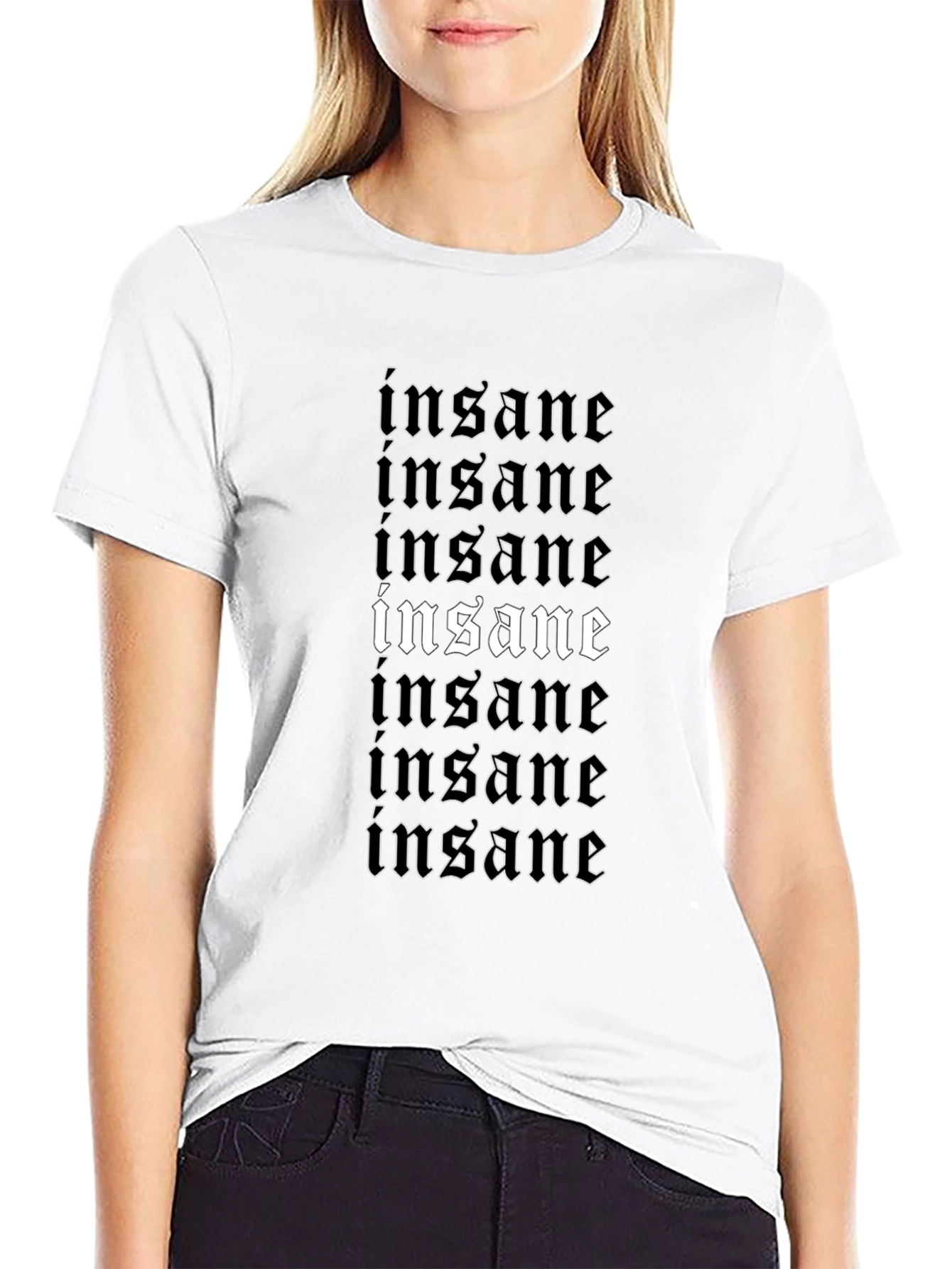 Insane Graphic Print T-Shirt - Black