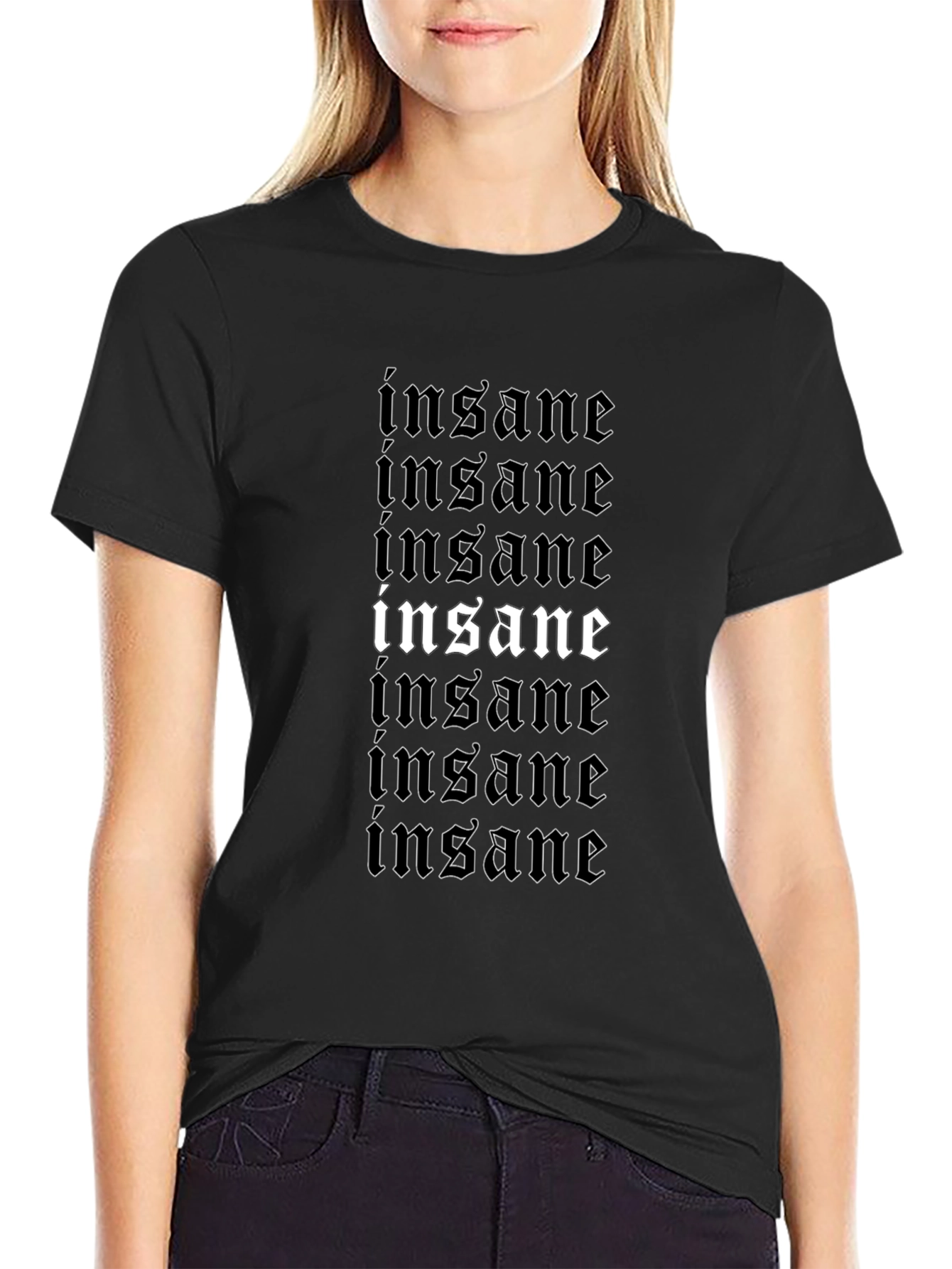 Insane Graphic Print T-Shirt - Black