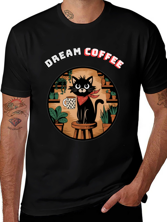 Dream Coffee Cat Graphic T-Shirt