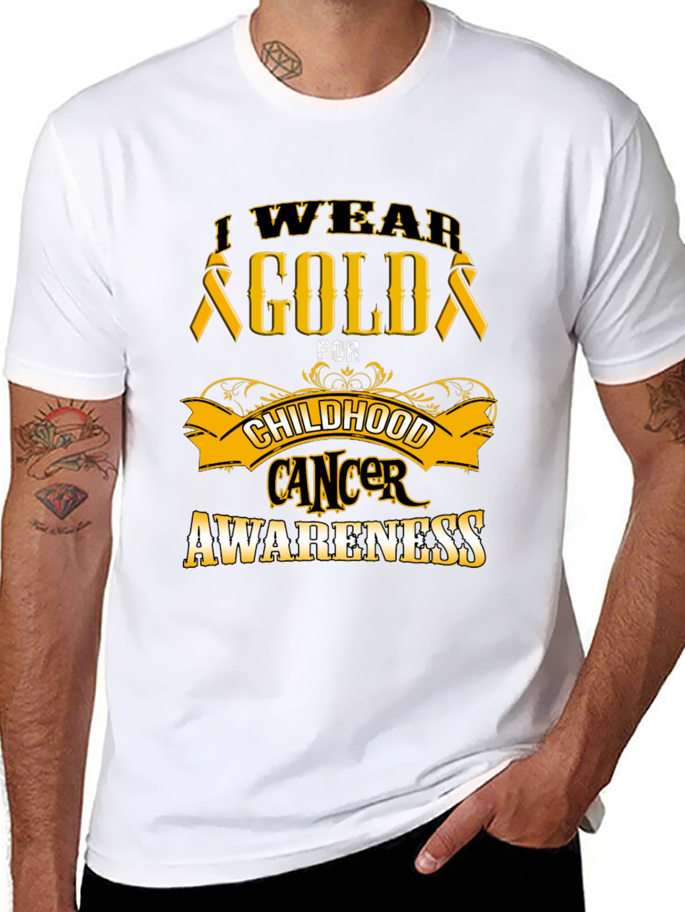 Childhood Cancer Awareness Gold Ribbon T-Shirt