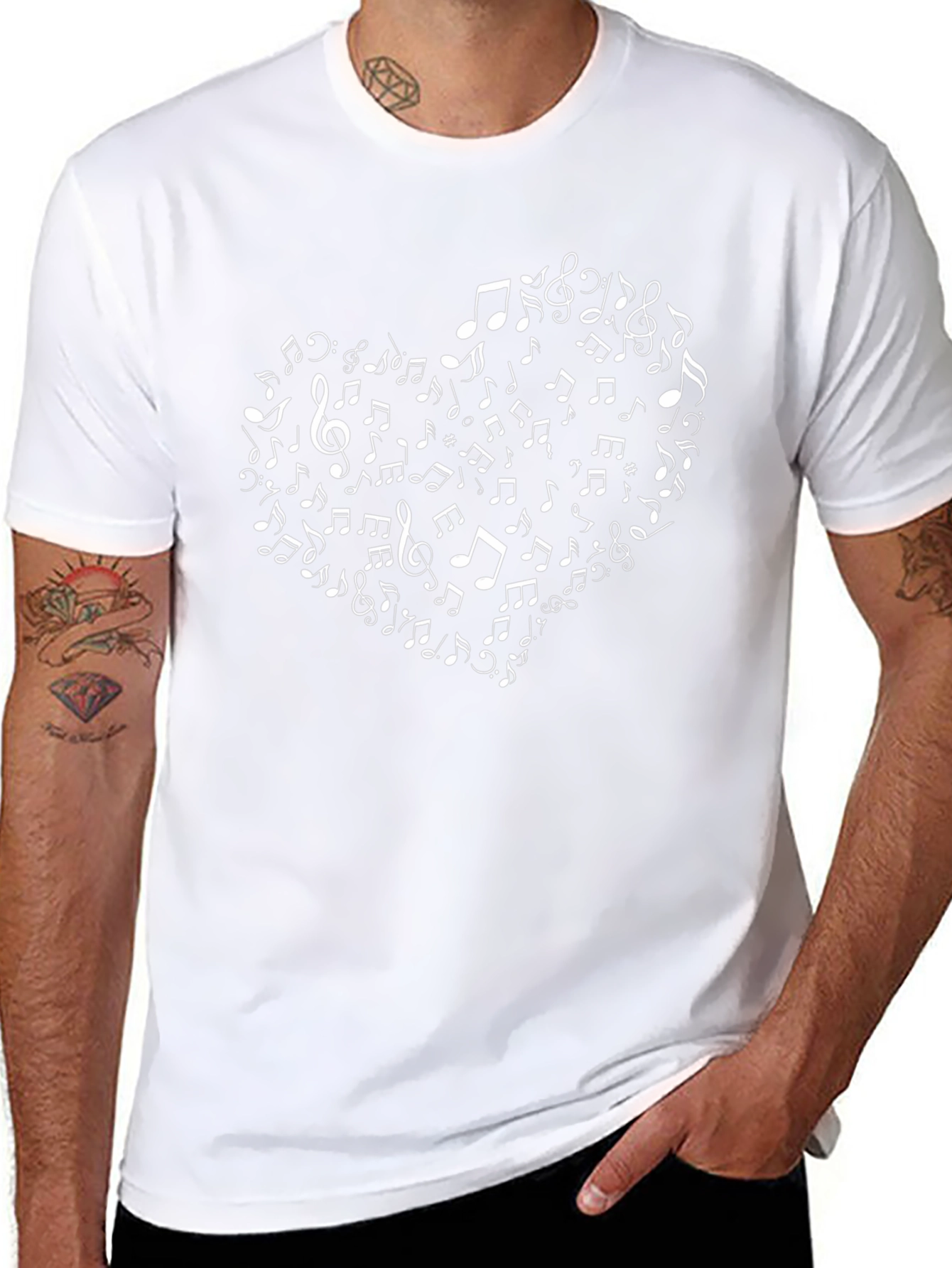 Musical Heart Graphic T-Shirt - Black Cotton Tee