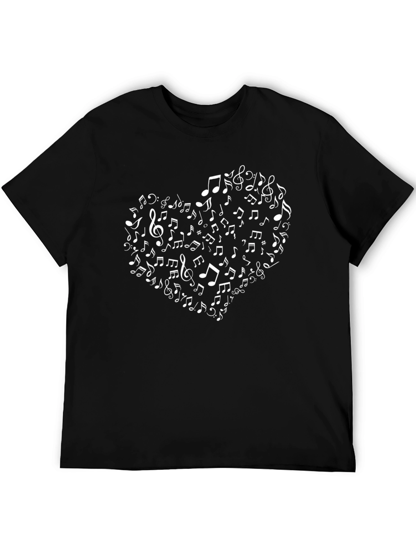 Musical Heart Graphic T-Shirt - Black Cotton Tee