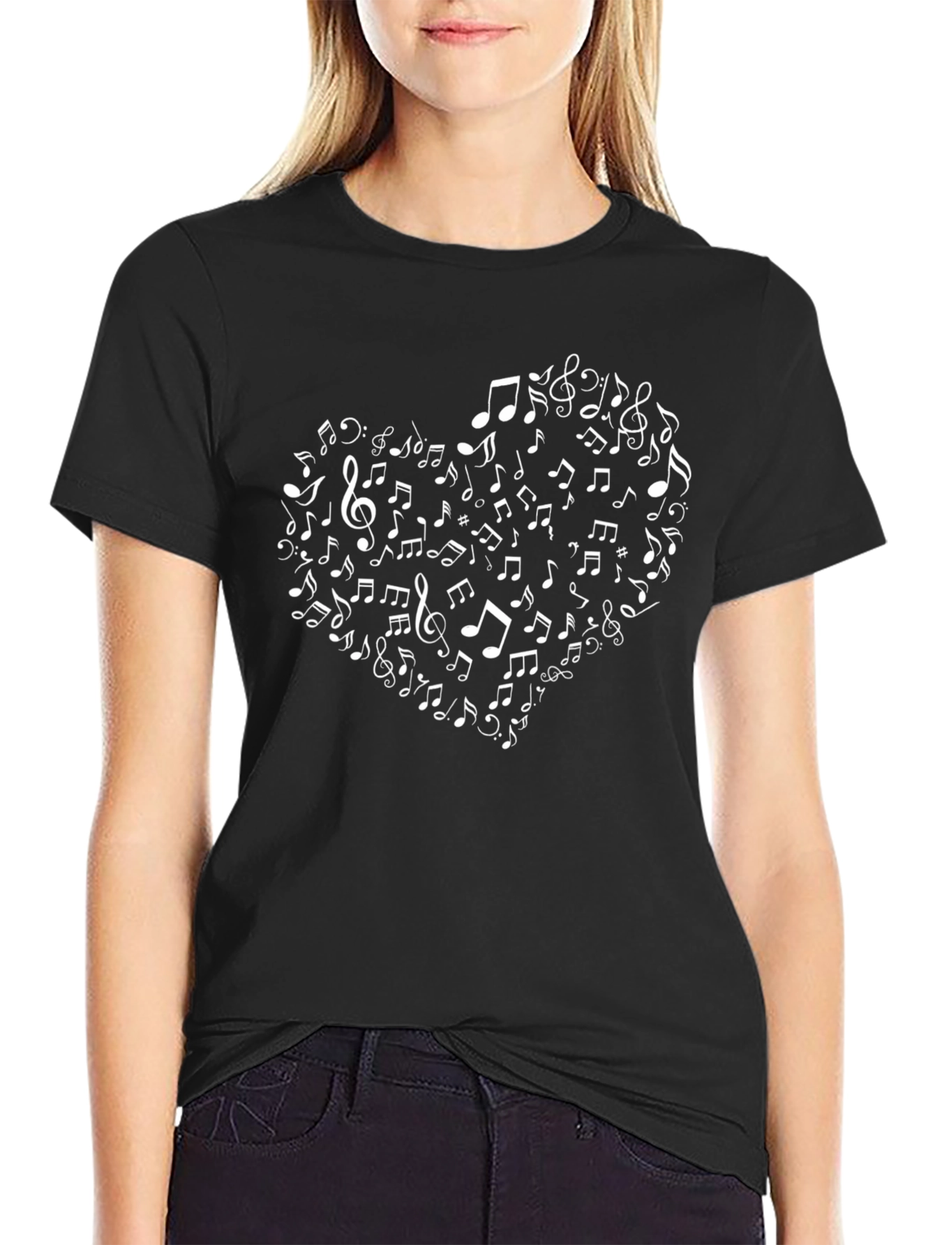 Musical Heart Graphic T-Shirt - Black Cotton Tee