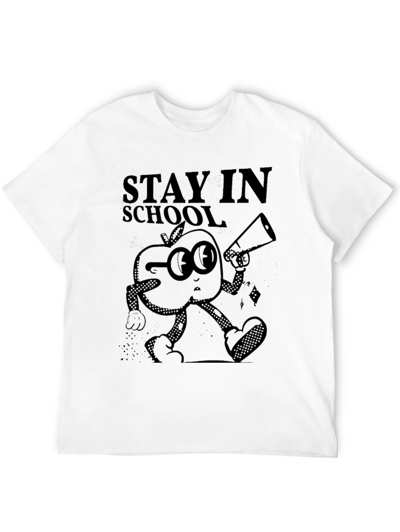 Stay in School Apple Graphic Black T-Shirt
