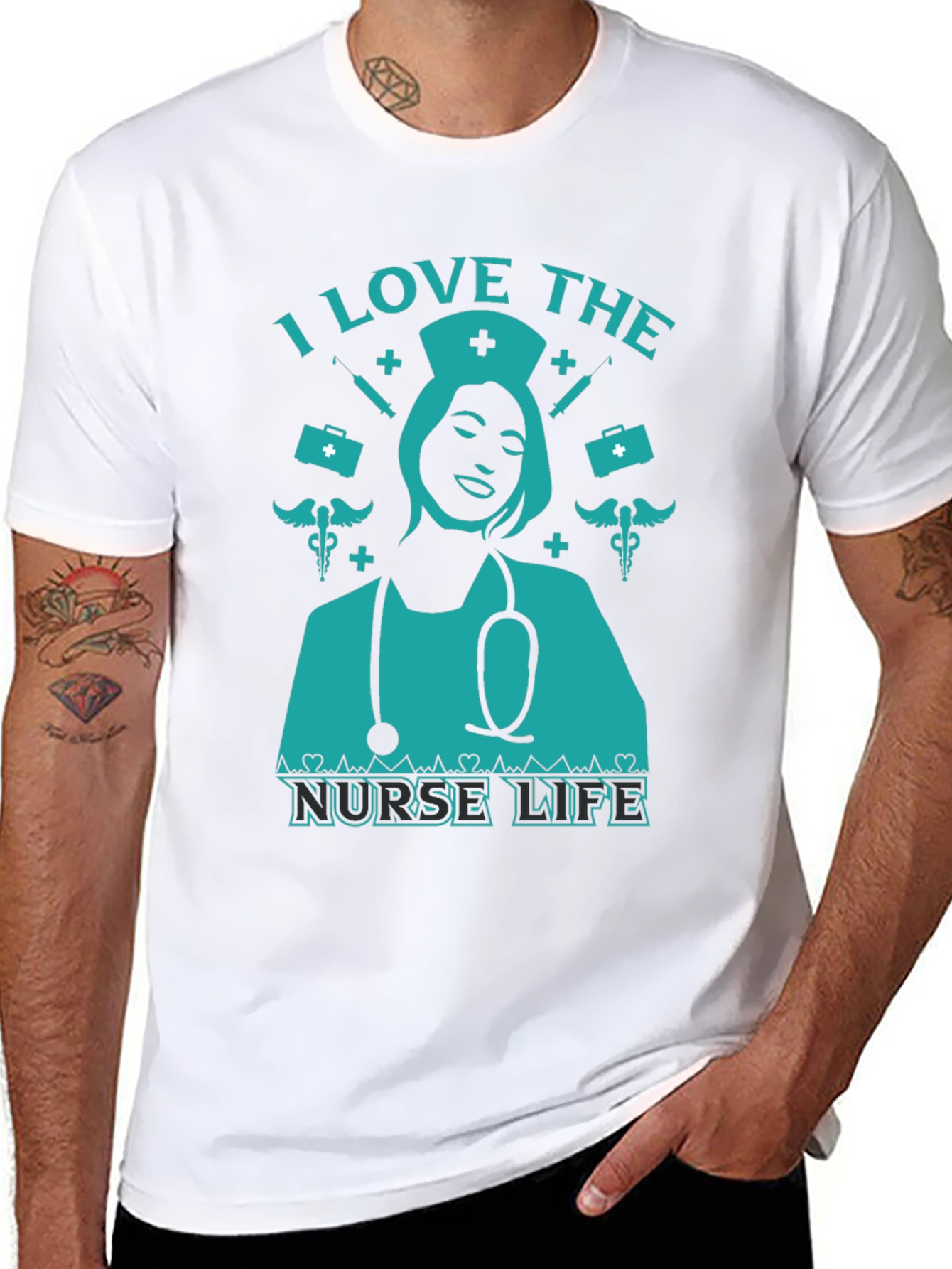I Love The Nurse Life T-Shirt - Black